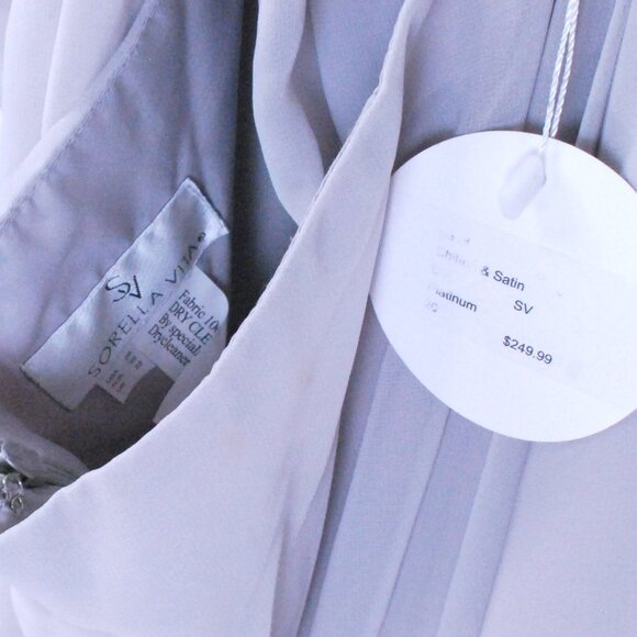 NWT Sorella Vita Satin and Chiffon Bridesmaid Dress Platinum Wedding Gala Ball - Picture 10 of 16